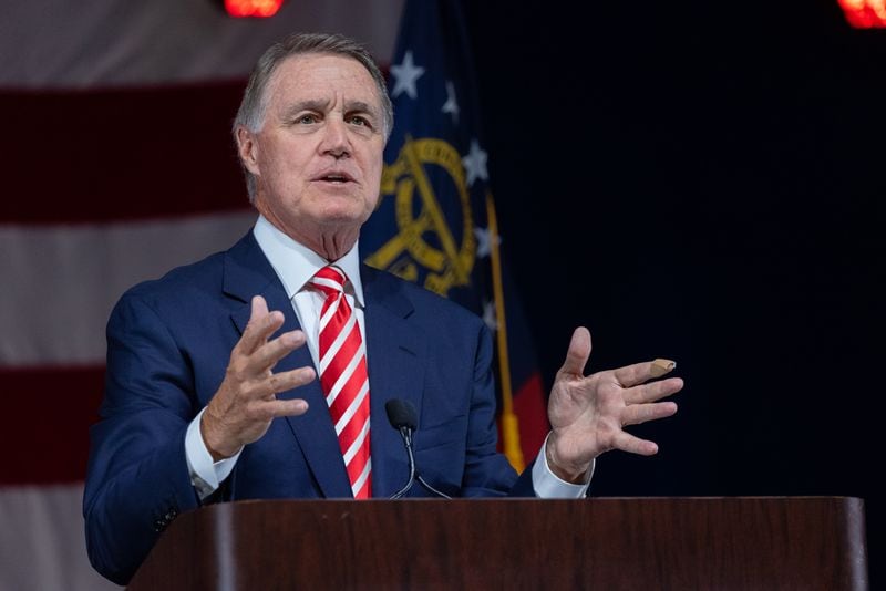 Former Republican U.S. Sen. David Perdue told The Atlanta Journal-Constitution that the focus of his campaign for governor was on the future. But he launched his campaign by criticizing Gov. Brian Kemp, a fellow Republican, for not calling a special legislative session to scrutinize election-fraud claims made by Donald Trump and the former president's supporters and saying he would not have certified results showing Democrat Joe Biden’s victory in Georgia. (Nathan Posner for the Atlanta-Journal-Constitution)