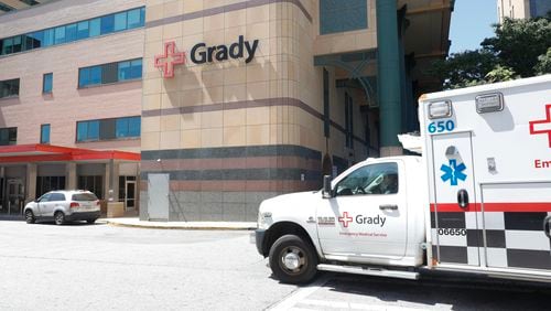 Two women injured in last week's Midtown shooting remain at Grady Memorial Hospital.  (Natrice Miller/natrice.miller@ajc.com)