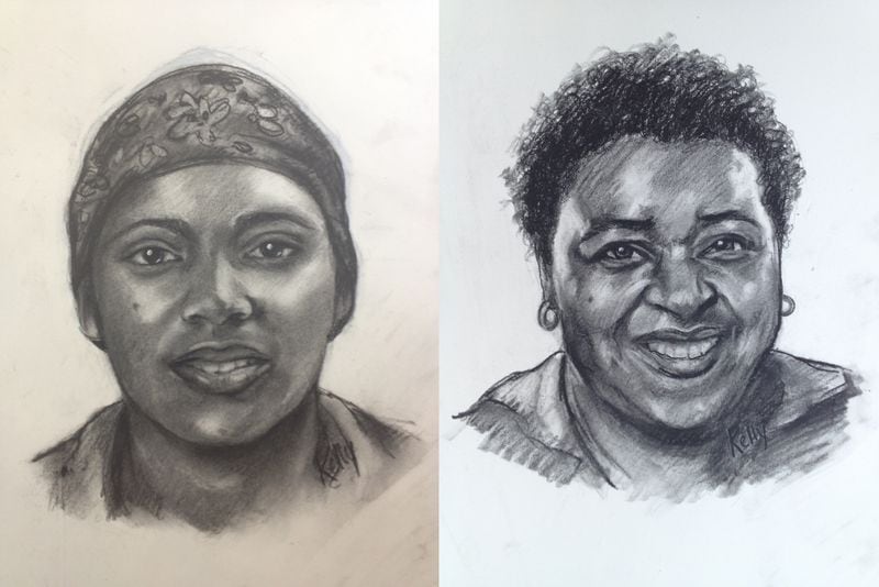 GBI Forensic artist Kelly Lawson sketched "Lisa Morris," the woman that Donna Green said stole her five-day-old baby. Lawson drew "Lisa" as a 24-year-old who stood about 5-foot-5, with smooth, light skin, full lips and a mole on her face. She also drew a version that added about 35 years to the age. She approximated the hair, since "Lisa" always wore a scarf.