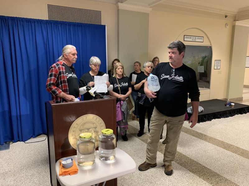 Residents of Juliette gathered at the state Capitol on Feb. 24 to show their support for house and senate bills that would require coal ash to be treated like household waste and disposed of in lined landfills. 