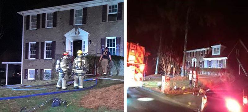 Firefighters work to put out hot spots at a home in on Delridge Drive outside of Lilburn early Tuesday morning. (Photo: Gwinnett County Fire and Emergency Services)