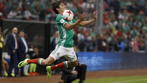Mexico's Jurgen Damm controls the ball during a 2018 Russia World Cup qualifying soccer match against Costa Rica Friday, March 24, 2017, at Azteca stadium in Mexico City.