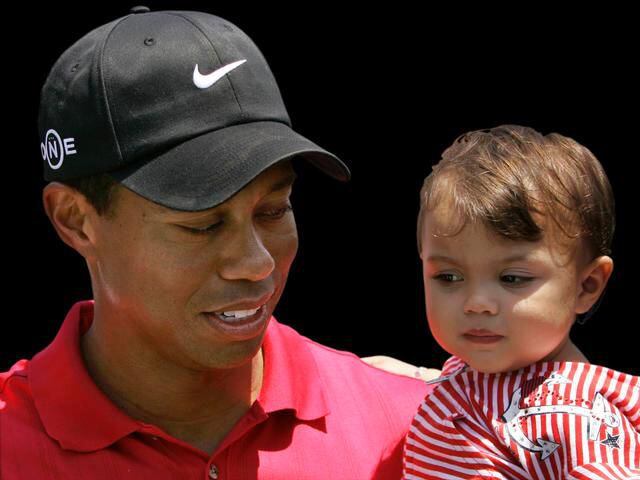 Tiger Woods with daughter Sam Alexis in June of 2008.