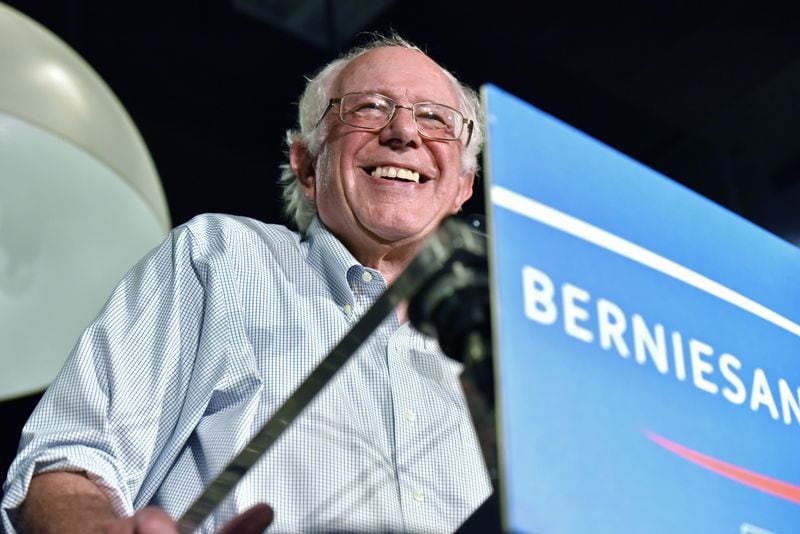 September 11, 2015 Atlanta - Democratic presidential candidate Bernie Sanders smiles as he speaks during his first Atlanta fundraiser at 200 Peachtree on Friday, September 11, 2015. Bernie Sanders, the Vermont senator and Democratic presidential candidate, mades his first Georgia visit of the campaign on Friday for an Atlanta fundraiser. HYOSUB SHIN / HSHIN@AJC.COM
