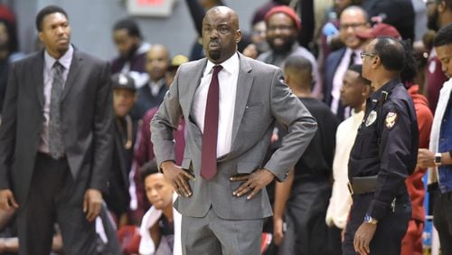 Morehouse head coach Grady Brewer looks on from the sideline during the 2018 triple overtime win at Clark Atlanta. (AJC file photo/Hyosub Shin)