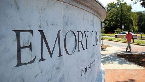 Emory University entrance. (Jason Getz/ The Atlanta Journal-Constitution)