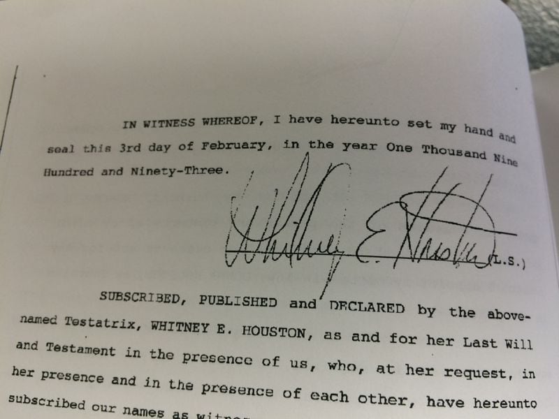 Whitney Houston's will is on file in Fulton County. Bobbi Kristina is her sole heir. Photo credit: Jennifer Brett