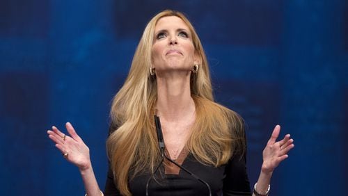 Ann Coulter gestures while speaking at the Conservative Political Action Conference (CPAC) in Washington in 2012. (AP Photo/J. Scott Applewhite, File)
