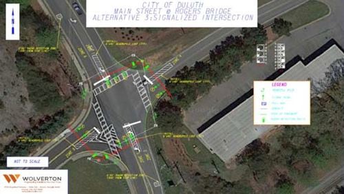 The Duluth City Council recently approved plans for a new traffic signal at the intersection of Rogers Bridge Road and Main Street. Courtesy City of Duluth