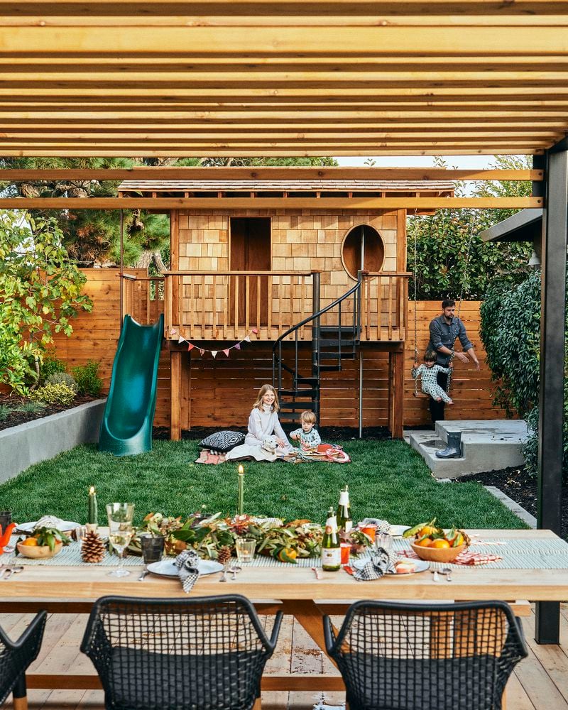 Rather than plopping plastic playscapes into backyards, parents are taking a cue from Scandinavia and using more natural materials.
Photo: Courtesy of Yardzen / Thomas J. Story