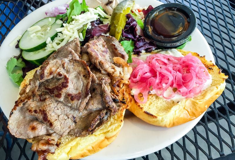 The Baltimore Pit Beef sandwich at the Brake Pad in College Park. CONTRIBUTED BY HENRI HOLLIS