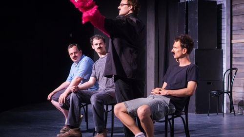 Ethan Finlan (from left), Jack Hanke, New Michael Ingemi and Noah Britton perform as Asperger’s Are Us, the first comedy troupe consisting of openly autistic people. The troupe will appear at Atlanta’s Dad’s Garage on March 16. CONTRIBUTED BY MIKE HILLMAN / EMPIRE IN RECLINE