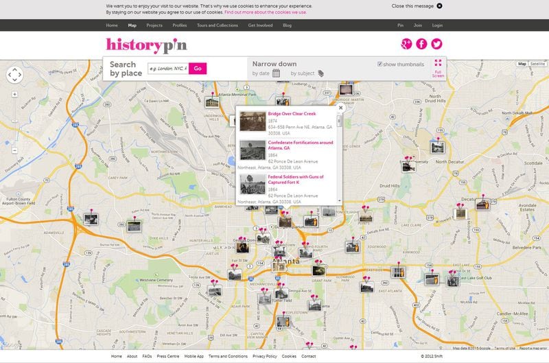 HistoryPin is a crowdsourced Google Map with geotagged historical photos, many of which come from the Atlanta History Center’s collection. (HistoryPin)