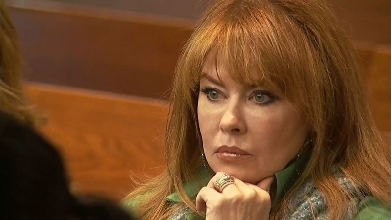 Dani Jo Carter listens during the Tex McIver murder trial on April 10, 2018 at the Fulton County Courthouse. (Channel 2 Action News)
