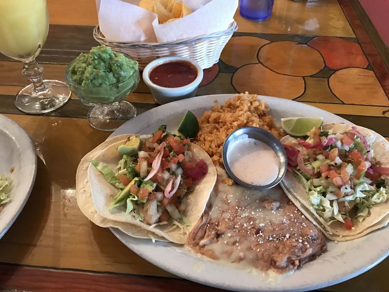 An order of Baja Tacos with shrimp is a great roadside eat at Jardines de San Juan in San Juan Bautista. (Mary Orlin/Bay Area News Group/TNS)