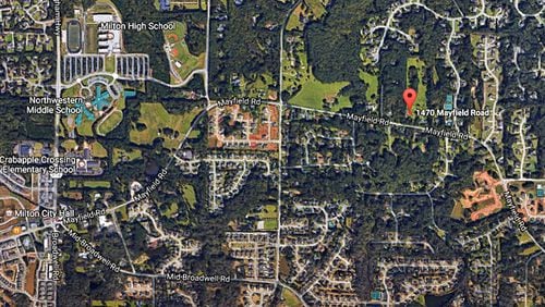 Milton has approved a $1.5 million purchase of two parcels and the donation of a third on Mayfield Road to create a park to be jointly owned and managed with Alpharetta. GOOGLE MAPS