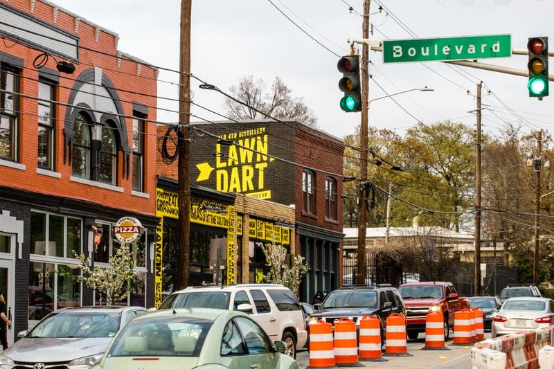 Edgewood Avenue from Boulevard to the Downtown Connector has evolved into a popular nightlife district over the last decade or two.  (Jenni Girtman for The Atlanta Journal-Constitution)
