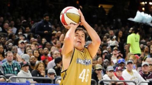 Dallas Mavericks owner Mark Cuban takes a shot during Friday night's NBA All-Star Celebrity Game in New Orleans.