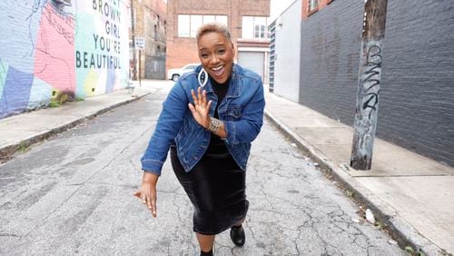 Eshe, a dancer and member of Grammy Award Winning hip hop group Arrested Development poses for a photo in Atlanta on Thursday, Oct. 12, 2023. (Natrice Miller/ Natrice.miller@ajc.com)