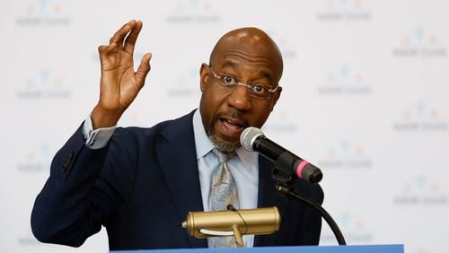 U.S. Sen. Raphael Warnock's national profile has soared since he won a state runoff election in January 2021, making him a rising star in the Democratic Party and potentially a presidential candidate in 2028. But he has also faced criticism over the left, with claims that he isn’t doing enough to advocate for liberal causes. (Miguel Martinez /miguel.martinezjimenez@ajc.com)