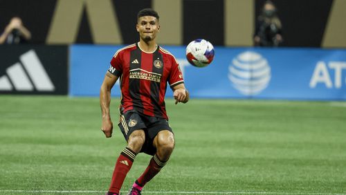 Starting at right centerback in a four-man back line, Miles Robinson has helped Atlanta United get off to the best start in franchise history – and among the best in MLS this season. He is back with the U.S. national team for a few games. (Jason Getz file photo / Jason.Getz@ajc.com)