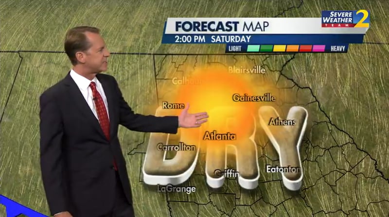 Channel 2 Action News meteorologist Brad Nitz says a dry front will move into metro Atlanta on Saturday, reducing the excessive humidity.
