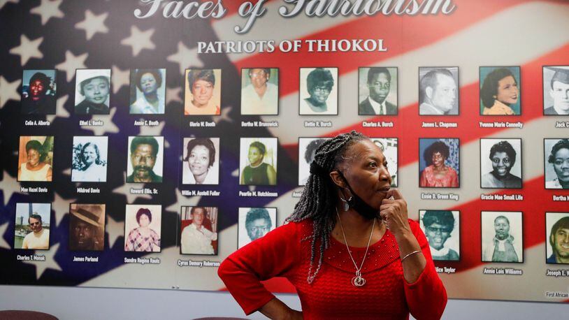 Jannie Everette, CEO/President of the Thiokol Memorial Project, stands inside the Thiokol Memorial Museum in Kingsland, Georgia. (Photo Courtesy of Richard Burkhart/Savannah Morning News)