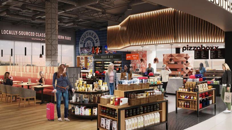 A rendering of a Southern National Market planned by Paradies Lagardère to open on an extension of Concourse T.