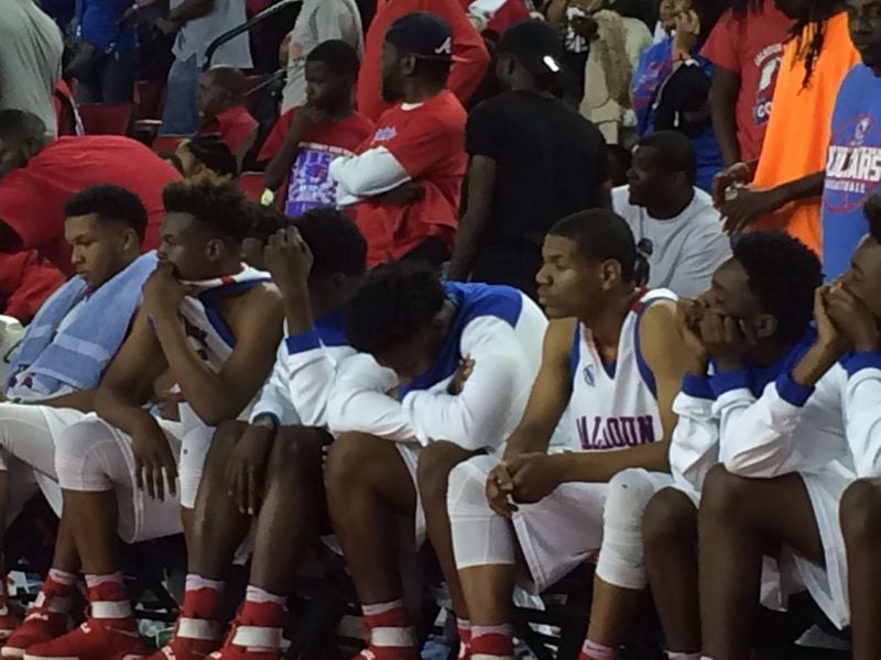  The Calhoun County bench is somber after the game.