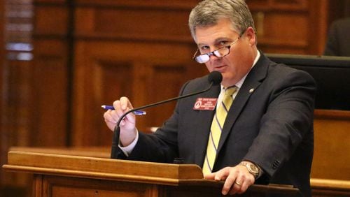 State Rep. David Knight, shown speaking at the Georgia State Capitol in 2019, told University System of Georgia leaders that he wants details on “efforts represented as increasing institutional diversity, equity, inclusion, advocacy and activism.” (Emily Haney / AJC file photo)