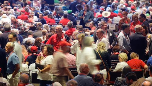 Crowds of people fill the Columbus Georgia Convention & Trade Center for the GOP Convention on Saturday, June 10, 2023. (Natrice Miller/natrice.miller@ajc.com)