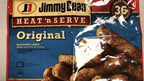The product being recalled is “23.4-oz. pouches of ‘Jimmy Dean HEAT ’n SERVE Original SAUSAGE LINKS Made with Pork & Turkey’ with a Use By date of Jan. 31, 19. The product bears case code A6382168, with a time stamp range of 11:58 through 01:49.”