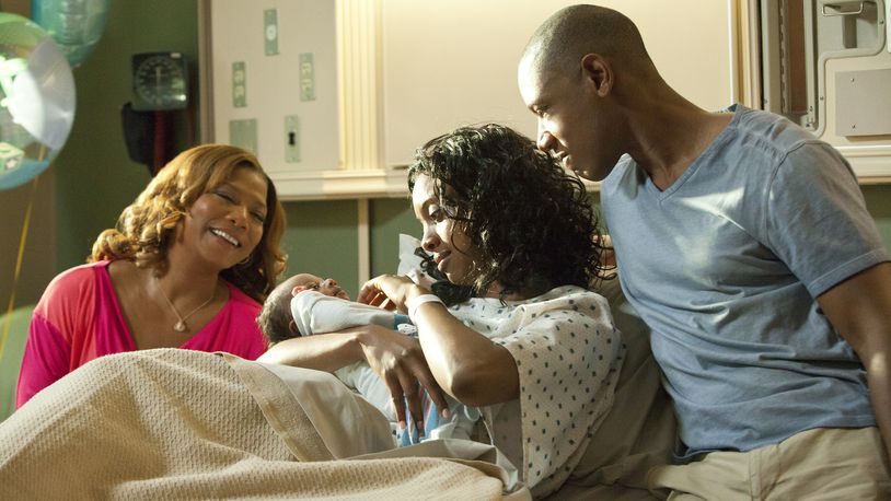 Queen Latifah as M’Lynn (from left) Condola Rashad as Shelby and Tory Kittles as Jackson in a scene from the 2012 Lifetime Original Movie, "Steel Magnolias," directed by Kenny Leon.
Courtesy Lifetime/AJC File