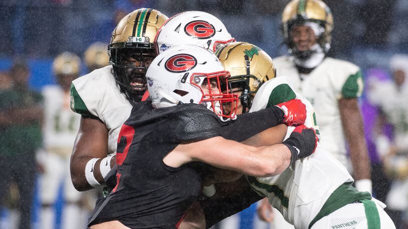 Gainesville and Langston Hughes met in the Class 6A championship game Friday at Center Parc Stadium. (Jamie Spaar/For the AJC)
