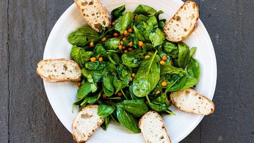 Warm Chickpea and Spinach Salad.
