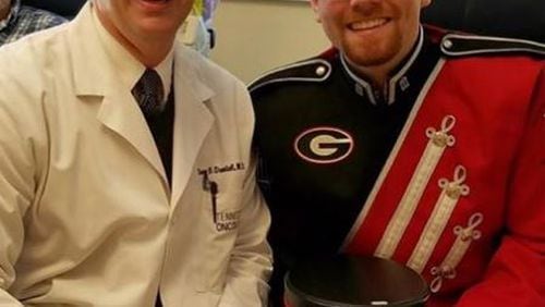 Hunter Moreland, right, and Dr. Davey Daniel. (Credit: Facebook/The University of Georgia Bands)