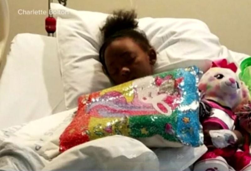 LaDerihanna Holmes is recovering in a hospital after she was hit by a car while playing in her front yard and seriously injured.