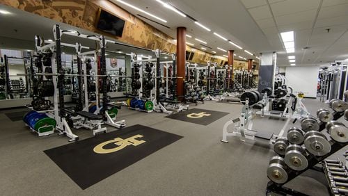 The Hugh Spruill Strength Center is located behind the south end-zone stands of Bobby Dodd Stadium. (Danny Karnik/Georgia Tech Athletics)