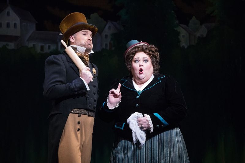 Tyler Simpson and Stephanie Blythe perform in the Atlanta Opera’s “The Daughter of the Regiment.” CONTRIBUTED BY JEFF ROFFMAN