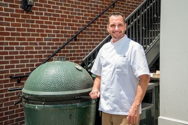 Todd Mussman with the 2XL Big Green Egg at Muss & Turner’s. MIA YAKEL