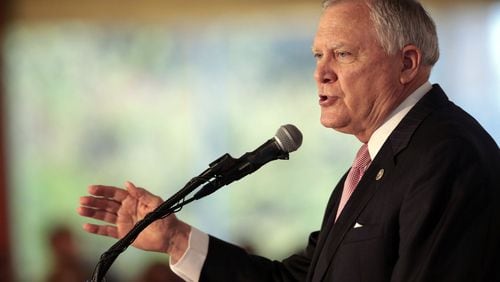 Gov. Nathan Deal spoke Tuesday to Georgia lawmakers during the Biennial Institute for Georgia Legislators, a prep event for the upcoming legislative session. But a lot of the action this week in Athens took place on the sidelines as potential candidates for a number of offices tried to line up support. (John Roark/Athens Banner-Herald via AP)