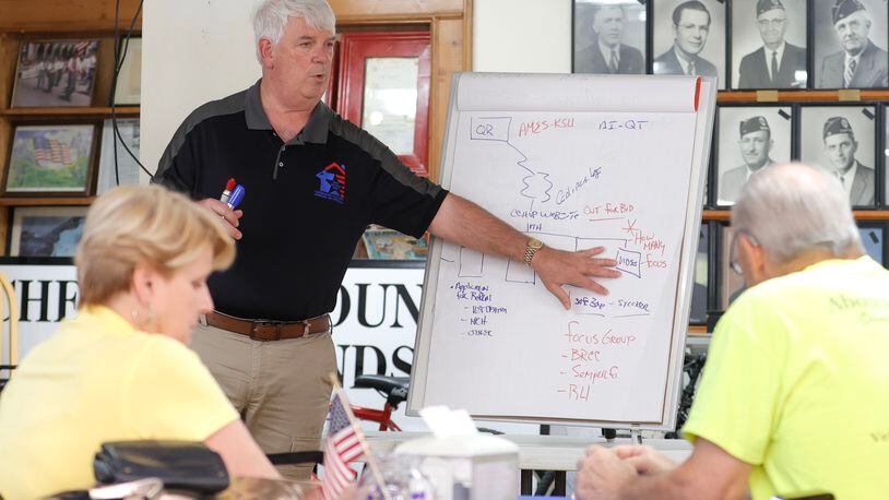 Jim Lindenmayer, director of the Cherokee County Homeless Veteran Program speaks during a meeting about forming a mental health coalition for veterans on Wednesday, April 12, 2023 in Canton, Ga. (Natrice Miller/ Patrice.miller@ajc.com)