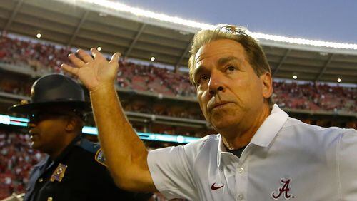 Coach Nick Saban’s Alabama team is ranked No. 1 in the Associated Press and coaches’ polls. (Photo by Kevin C. Cox/Getty Images)