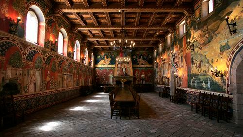 With fresco-lined walls and a 22-foot vaulted ceiling the great hall is a signature feature in Castello di Amorosa, a winery south of Calistoga. Winemaker Daryl Sattui built the $30 million, 121,000-square-foot castle which has 107 rooms on seven levels. (Patrick Tehan/Bay Area News Group/TNS)
