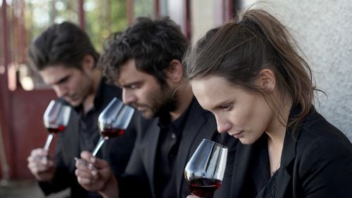 François Civil (from left), Pio Marmaï and Ana Girardot star in “Back to Burgundy.” Contributed by Music Box Films