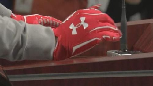 Tom Brady's glove is produced specially for NFL players.