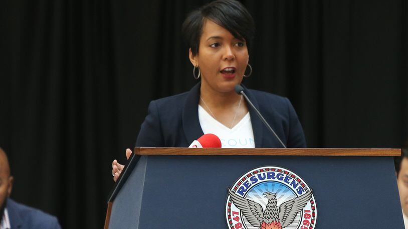 Atlanta Mayor Keisha Lance Bottoms on Wednesday announced that the city has reached its goal of raising $50 million to provide 550 homes for the city’s homeless population. EMILY HANEY / emily.haney@ajc.com