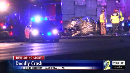 A deadly wreck shut down I-75 South in Cobb County for hours Saturday night and Sunday morning.