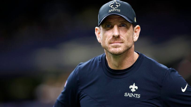 New Orleans Saints co-defensive coordinator Ryan Nielsen is seen before an NFL preseason football game against the Los Angeles Chargers, Friday, Aug. 26, 2022, in New Orleans. (AP Photo/Tyler Kaufman)