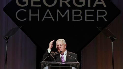 House Speaker David Ralston at the Georgia Chamber's Eggs &amp; Issues breakfast. BOB ANDRES /BANDRES@AJC.COM